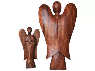 Figura Drewno RZEŹBA Abstrakcja ANIOŁ 30cm